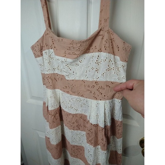 Loft Striped Lace Knee Length Tank Dress. Size 6 - Picture 2 of 10